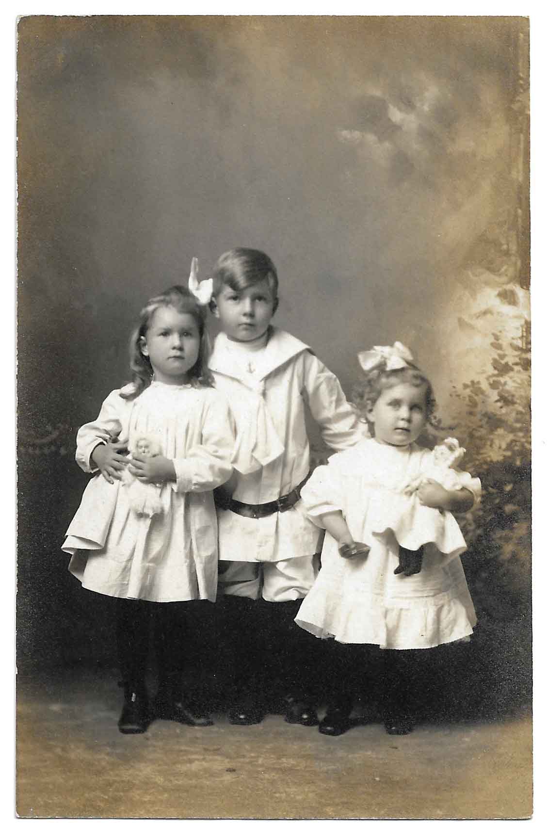 Postcard Children With Dolls